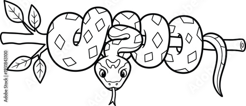 Snake coloring page for kids reptile illustration for coloring book