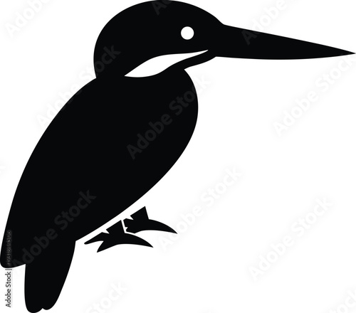 Azure Kingfisher Silhouette Vector Art Illustration