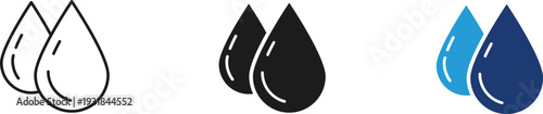 Water drops icon showing clean fluid resources and liquid conservation. Environmental illustration for hydration, plumbing services, rain weather forecasting, oil or fuel droplets