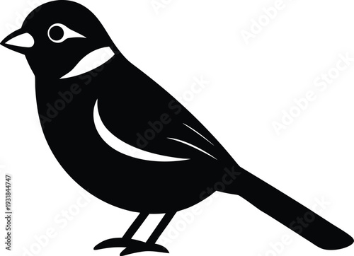 Black Throated Sparrow Silhouette Vector Art Illustration