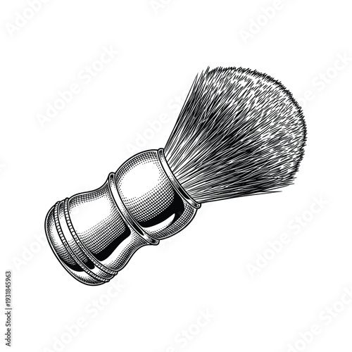 Traditional shaving brush vector with soft bristles and classic rounded handle