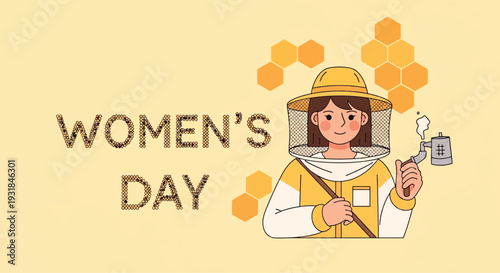 Womens Day Female Empowerment Beekeeper Illustration