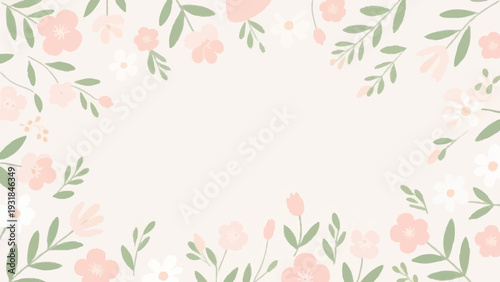 Nordic-style, simple illustrations evoking spring. The breath of spring. The image of fresh greenery.