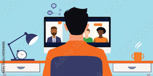 Effective Remote Collaboration and Virtual Meeting Workspace Illustration for Modern Professional Business Teams