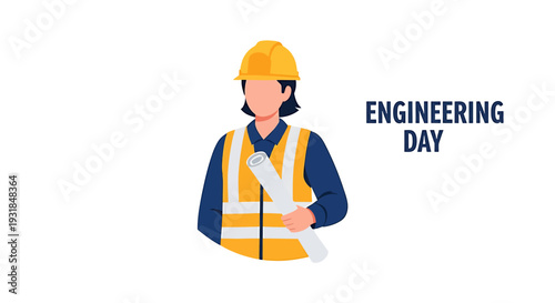 Engineer Celebrating Engineering Day with Pride. Vector Illustrations. EPS Editable