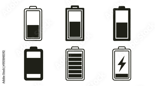 Battery level indicators showing various charge states