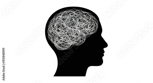 Tangled mind concept illustrating mental confusion and stress.