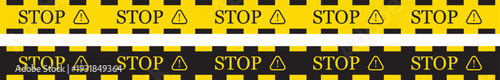 Yellow warning tape vector set, professional caution and danger ribbon symbols, high quality safety illustration isolated on white background.