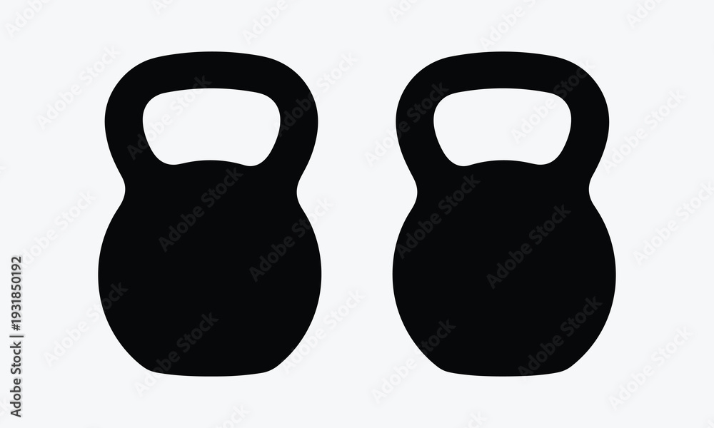 Fototapeta premium Two black kettlebells for fitness and strength training exercises