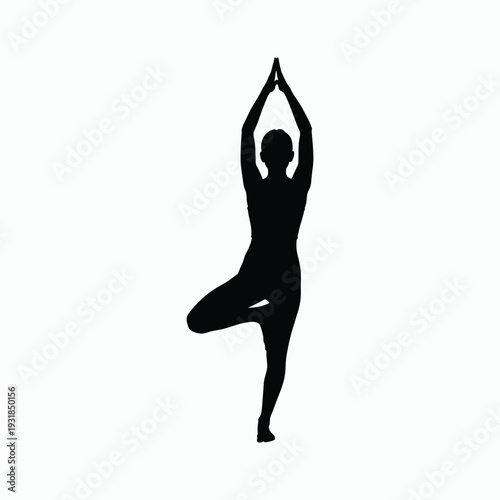 Serene woman in yoga pose on white background for mindfulness and wellness projects