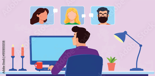 Remote Work and Virtual Collaboration Illustration