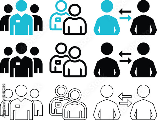 Business Professional Team and Communication User Interface Vector Icon Set