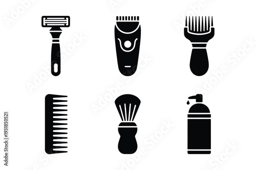 Shaving and Grooming Tools Vector Icons