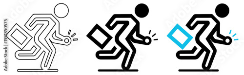 Running Businessman with Briefcase Icon for Professional Productivity Speed and Career Growth Concept