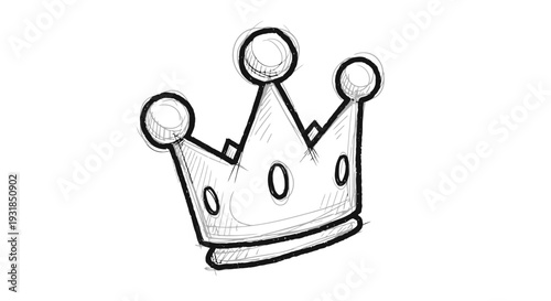 Cartoon Style King or Queen Crown Illustration, isolated white background