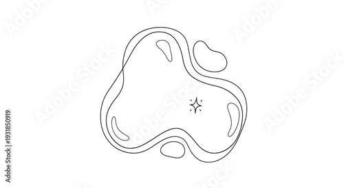 Abstract Organic Blob Shape with Sparkle, isolated white background