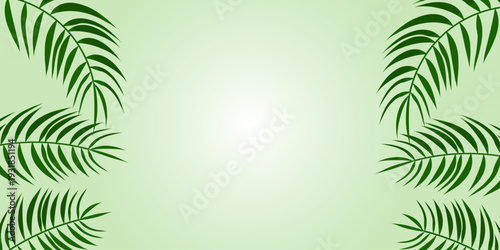 Modern tropical leaves background featuring green botanical elements with clean copy space composition. Perfect for banner design, branding, social media, advertising, presentation, packaging