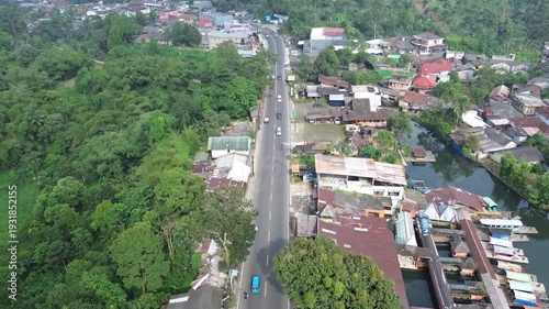 Aerial Drone Video Footage of Semi-Urban Riverside