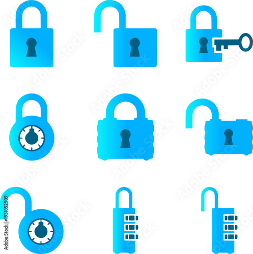 Padlock Icons Set – Security Safety Lock Vector Illustration