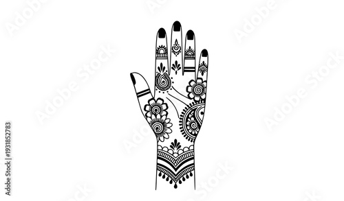 Arabian henna hand flat vector design for religious Arab occasions illustration
