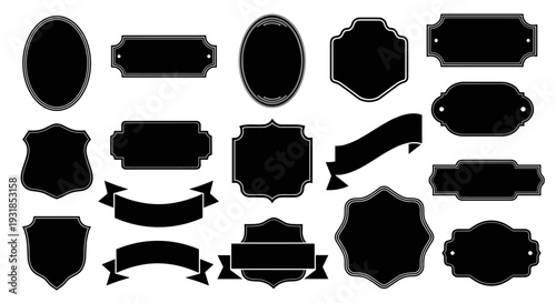 A comprehensive set of classic and decorative vector frames, badges, and ribbons, ideal for creating sophisticated labels, titles, and emblems with a timeless appeal