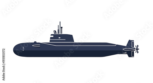 Modern Military Submarine Vessel Illustration. Vector Illustrations. EPS Editable