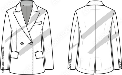 White double breasted suit jacket front and back views fashion