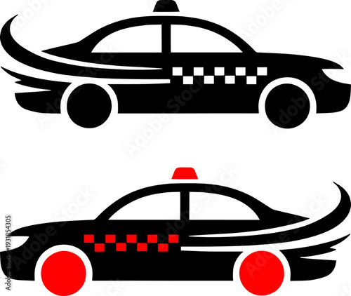 Police Car Silhouette Vector Illustration Set