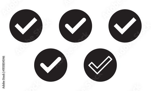 The check marks icon set. It includes approved, yes, right, accept, and more icons. Vector illustration sign. EPS 10.