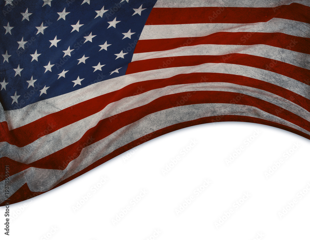 Obraz premium American flag on white. Copy space