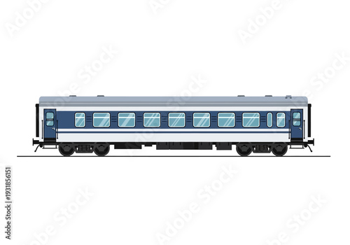 Blue and Silver Train Carriage Illustration.