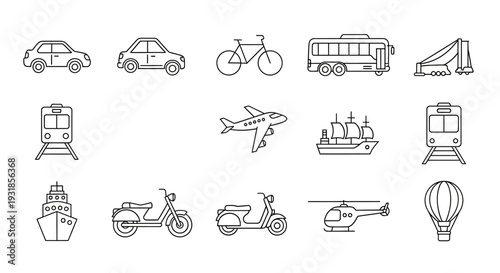Transportation Icons Set Vector Illustration.
