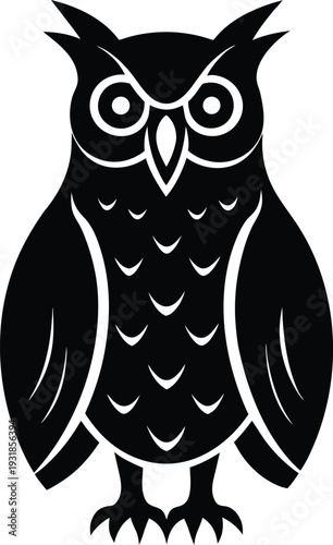 Eurasian Eagle Owl Silhouette Vector Art Illustration