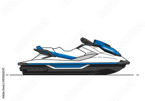 White and Blue Jet Ski Vehicle.