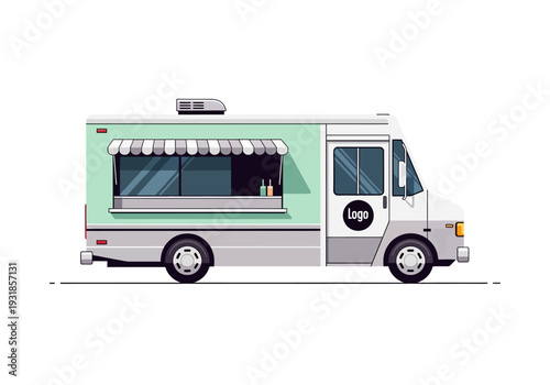 Food Truck with Serving Window and Logo.