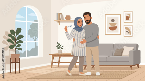 Happy Couple Dancing Inside Cozy Living Room. Vector Illustrations. EPS Editable