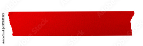 фотографія Red Masking Tape Torn Edge Title Bar Strip Isolated on White Background, Sticky