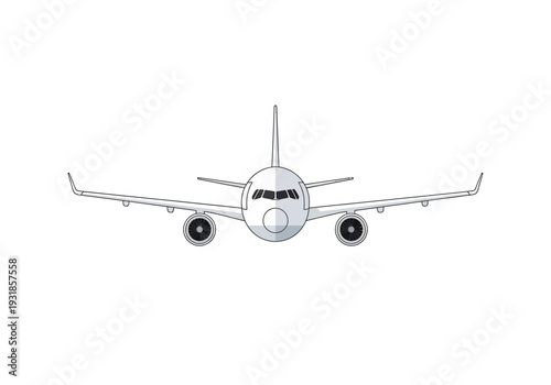 Front View of Commercial Airplane Illustration.