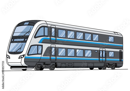 Modern Double Decker Train Illustration.