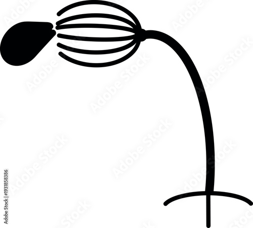 Black silhouette of a stylized young shoot tree with needles