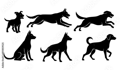Pet dog silhouette vector set for branding and training