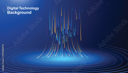 Digital Technology Background with Glowing Blue Particle Data Vector 