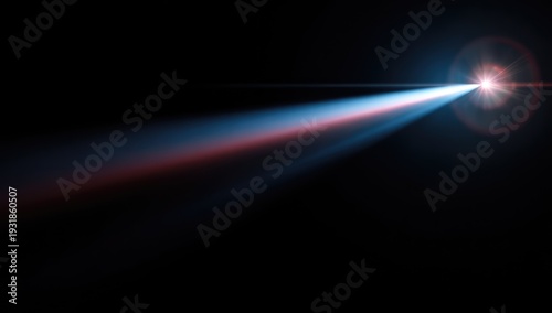 Bright colorful lens flare on black background.