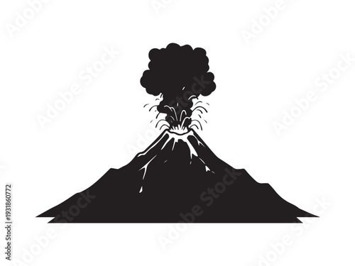 Volcanic Eruption With Ash Cloud Exploding From Mountain Peak