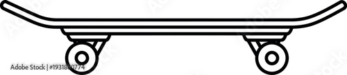 Simple black and white line art icon representing a classic skateboard graphic element