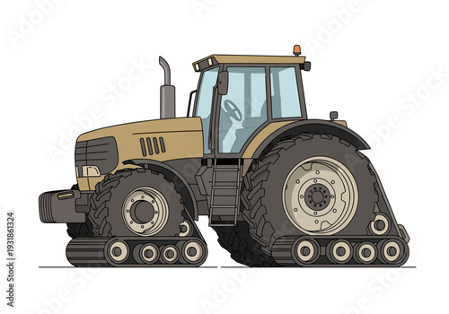 Heavy Yellow Tractor with Large Tires.