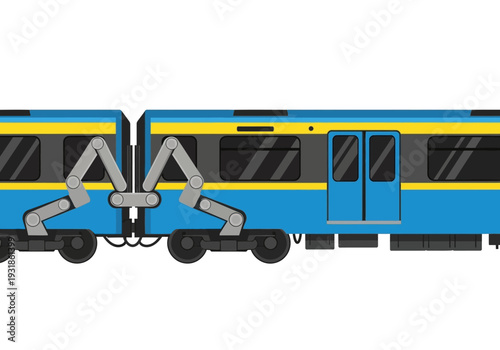 Blue Train with Open Doors and Coupler.