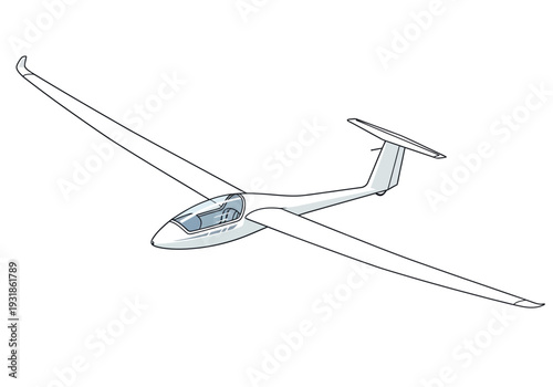 Glider Aircraft Illustration on White Background.