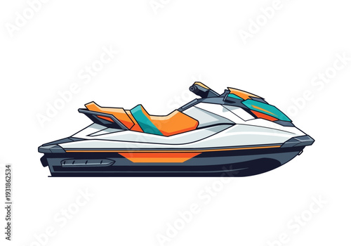 Colorful Jet Ski Illustration Side View.