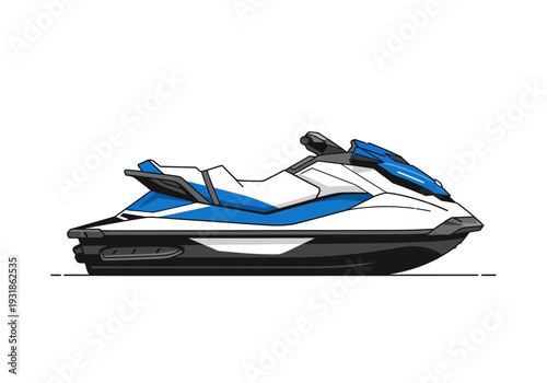 White and Blue Jet Ski Illustration.